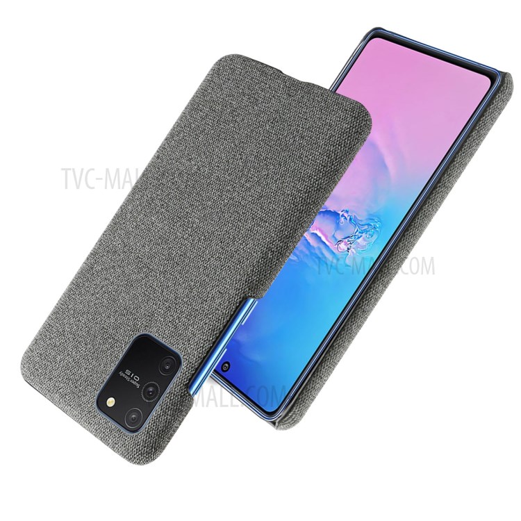 Solid Color Cloth Texture PC Phone Case for Samsung Galaxy A91/S10 Lite - Dark Grey-2