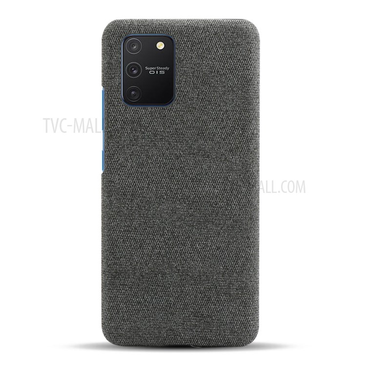 Solid Color Cloth Texture PC Phone Case for Samsung Galaxy A91/S10 Lite - Dark Grey-3
