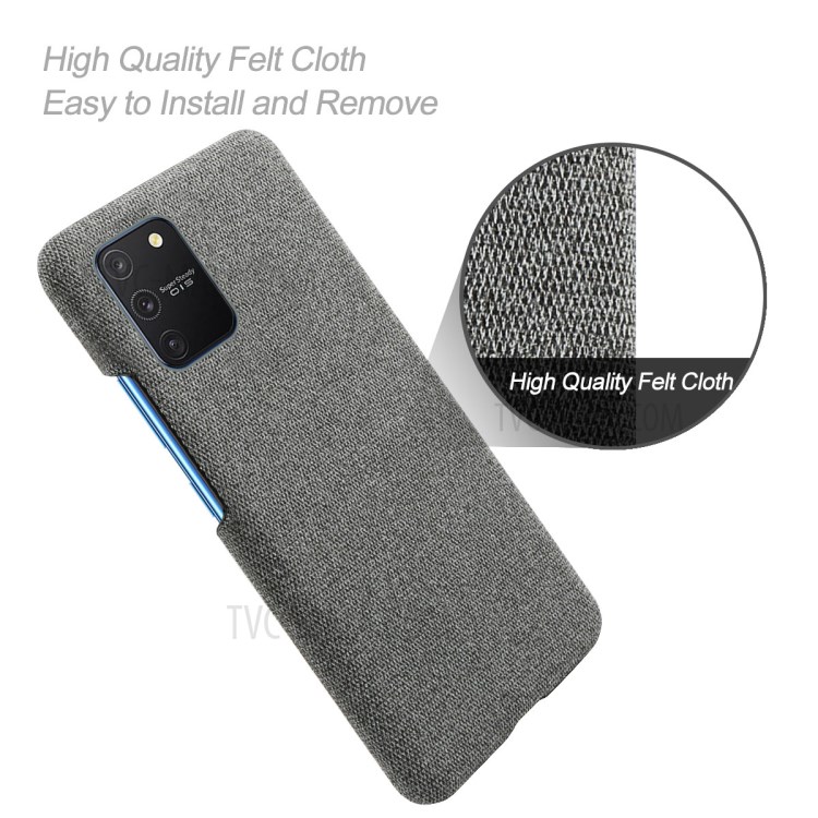 Solid Color Cloth Texture PC Phone Case for Samsung Galaxy A91/S10 Lite - Dark Grey-4