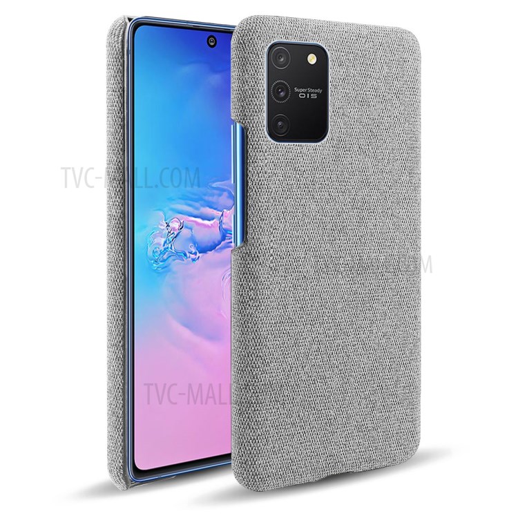 Solid Color Cloth Texture PC Phone Case for Samsung Galaxy A91/S10 Lite - Light Grey-1