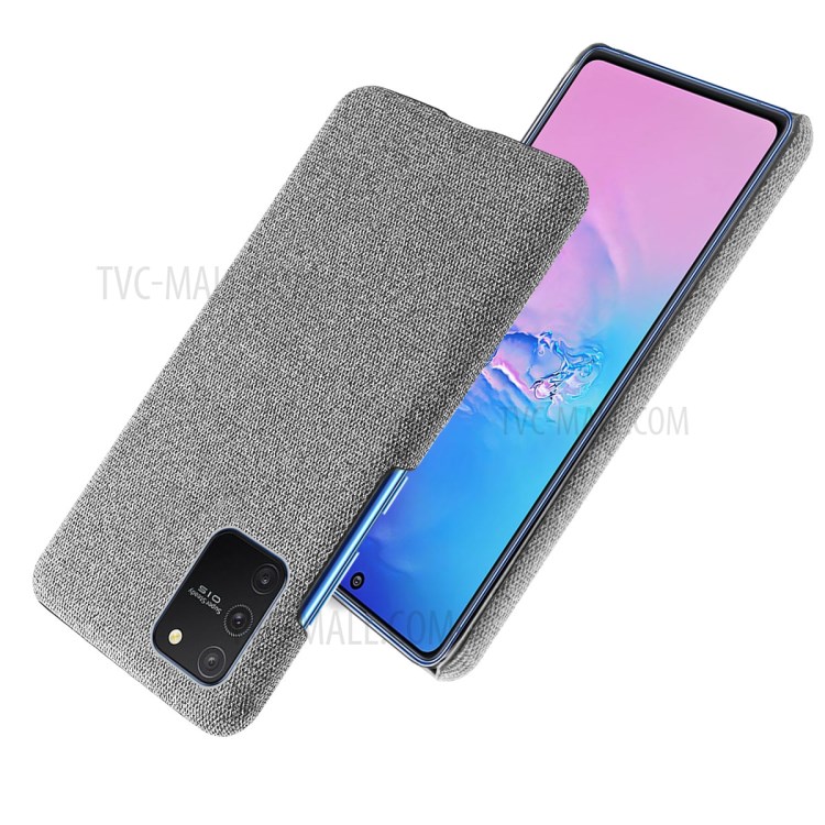 Solid Color Cloth Texture PC Phone Case for Samsung Galaxy A91/S10 Lite - Light Grey-2