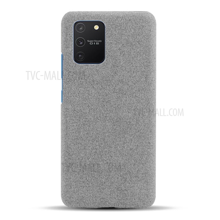 Solid Color Cloth Texture PC Phone Case for Samsung Galaxy A91/S10 Lite - Light Grey-3