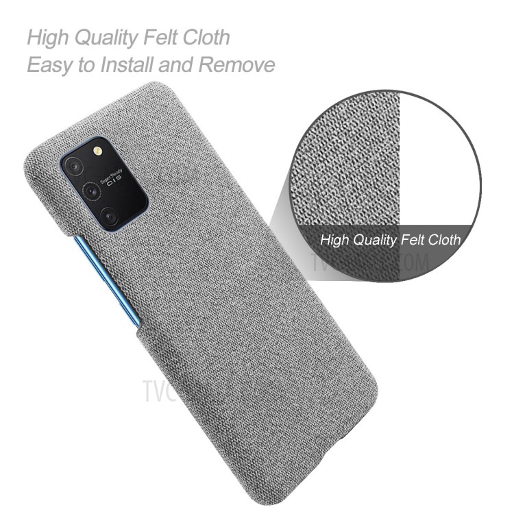 Solid Color Cloth Texture PC Phone Case for Samsung Galaxy A91/S10 Lite - Light Grey-4