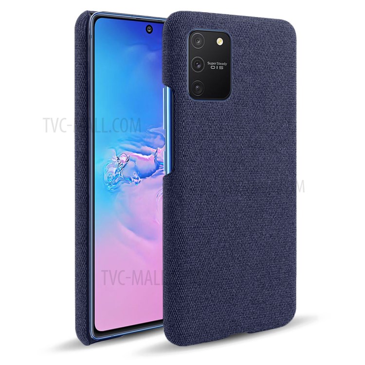 Solid Color Cloth Texture PC Phone Case for Samsung Galaxy A91/S10 Lite - Dark Blue-1