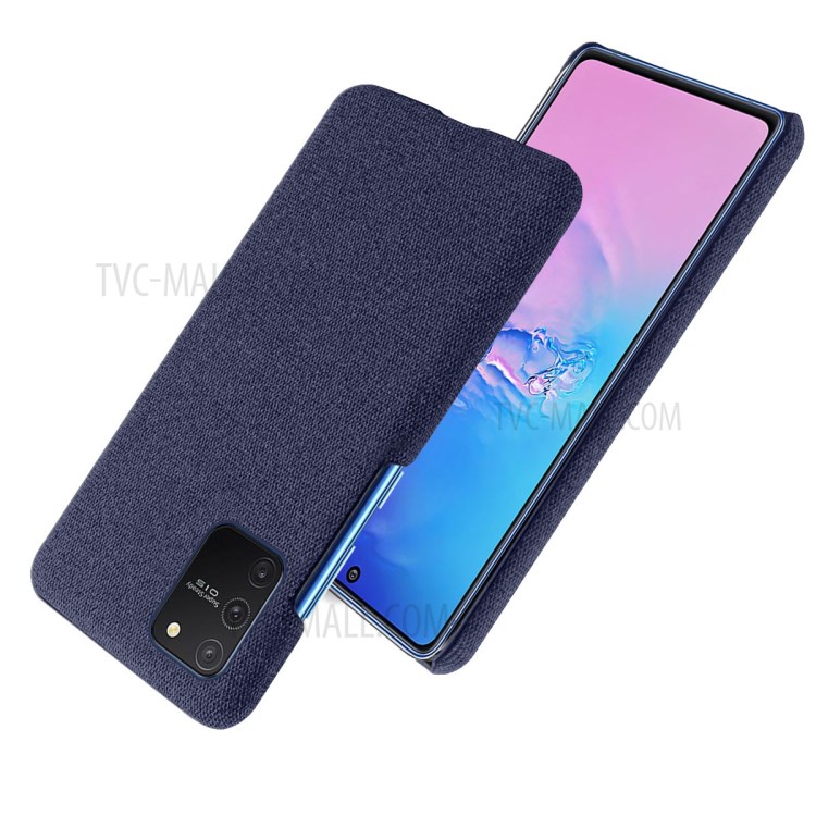 Solid Color Cloth Texture PC Phone Case for Samsung Galaxy A91/S10 Lite - Dark Blue-2
