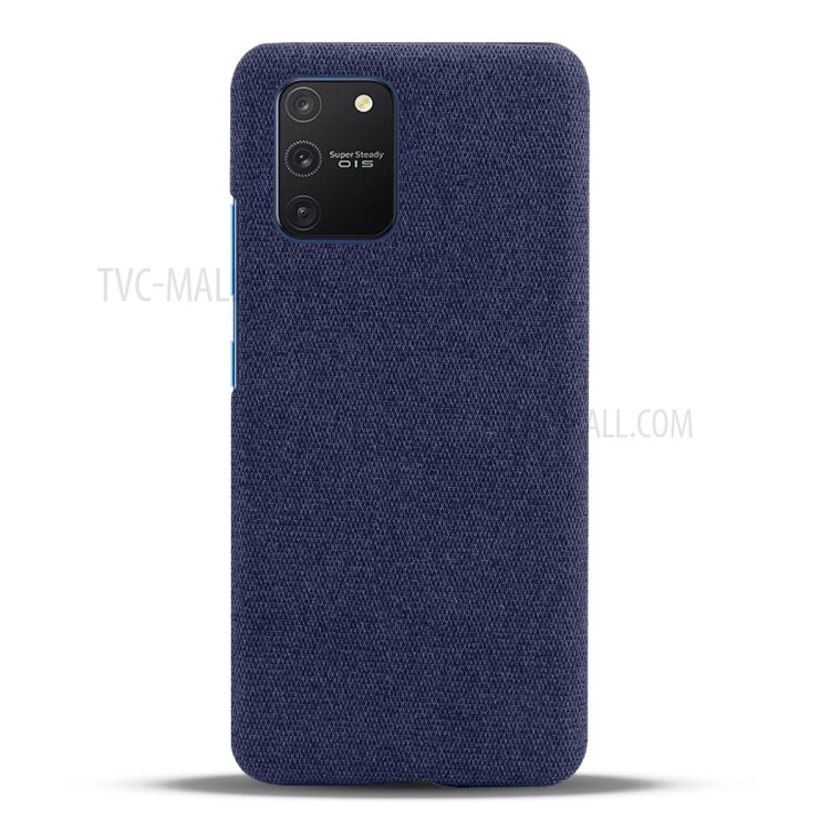 Solid Color Cloth Texture PC Phone Case for Samsung Galaxy A91/S10 Lite - Dark Blue-3