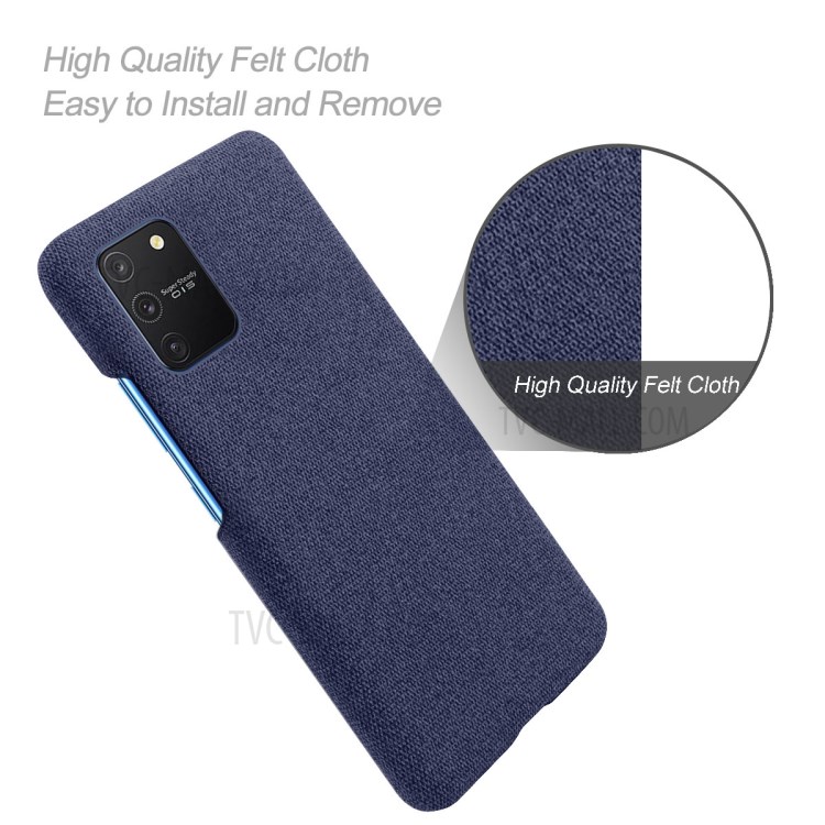 Solid Color Cloth Texture PC Phone Case for Samsung Galaxy A91/S10 Lite - Dark Blue-4