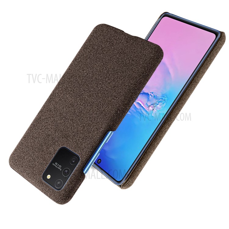 Solid Color Cloth Texture PC Phone Case for Samsung Galaxy A91/S10 Lite - Coffee-2