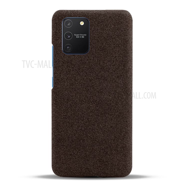 Solid Color Cloth Texture PC Phone Case for Samsung Galaxy A91/S10 Lite - Coffee-3