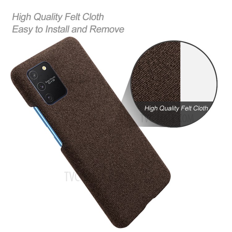 Solid Color Cloth Texture PC Phone Case for Samsung Galaxy A91/S10 Lite - Coffee-4