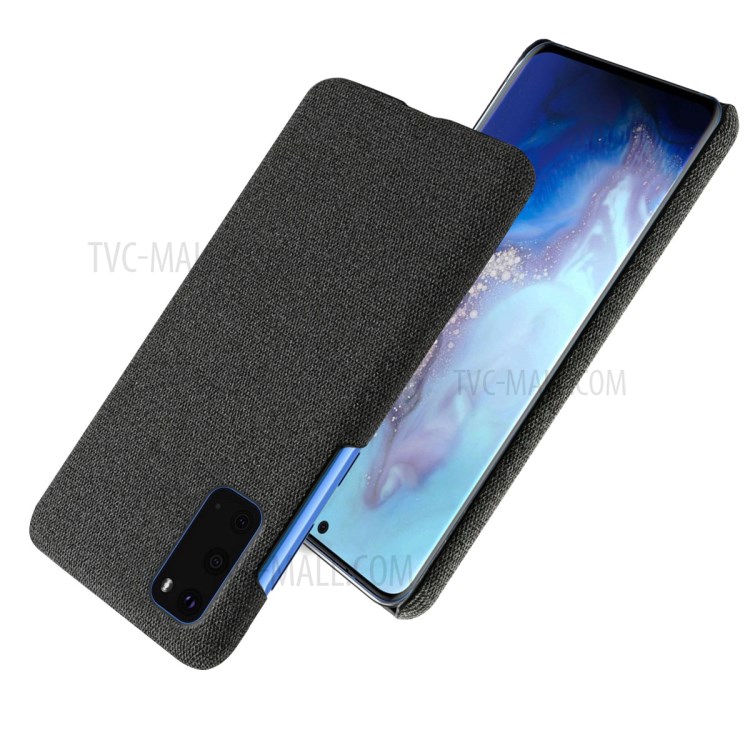 Сплошной Цвет Ткани Текстура ПК Телефон Корпус Для Samsung Galaxy S20 Плюс - Черный-2
