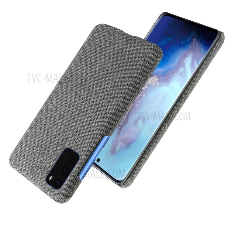 Solid Color Cloth Texture PC Phone Casing for Samsung Galaxy S20 Plus - Dark Grey-2