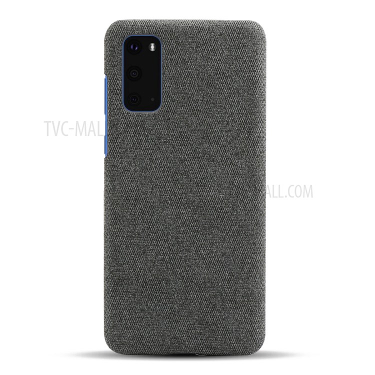 Solid Color Cloth Texture PC Phone Casing for Samsung Galaxy S20 Plus - Dark Grey-3