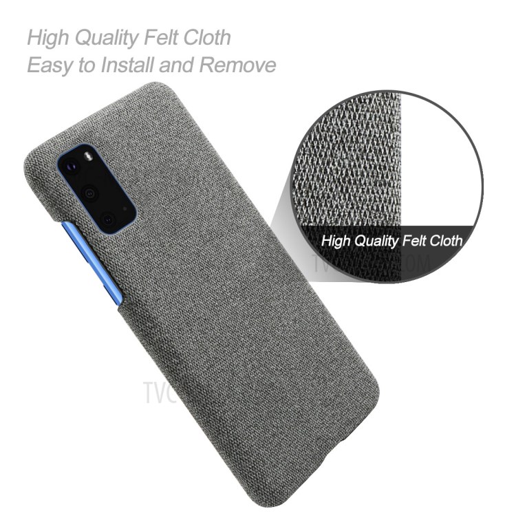 Solid Color Cloth Texture PC Phone Casing for Samsung Galaxy S20 Plus - Dark Grey-4