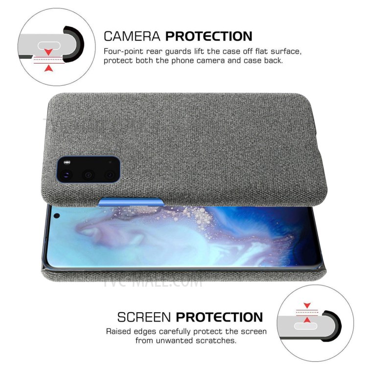 Solid Color Cloth Texture PC Phone Casing for Samsung Galaxy S20 Plus - Dark Grey-5