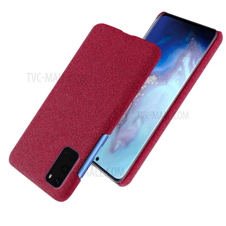 Solid Color Cloth Texture PC Phone Casing for Samsung Galaxy S20 Plus - Red-2