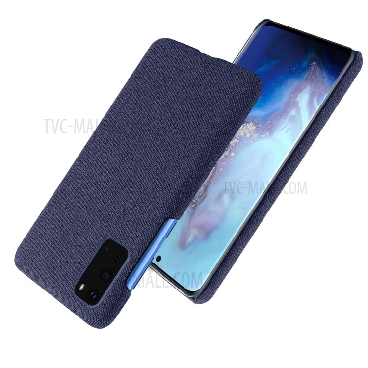 Solid Color Cloth Texture PC Phone Casing for Samsung Galaxy S20 Plus - Dark Blue-2