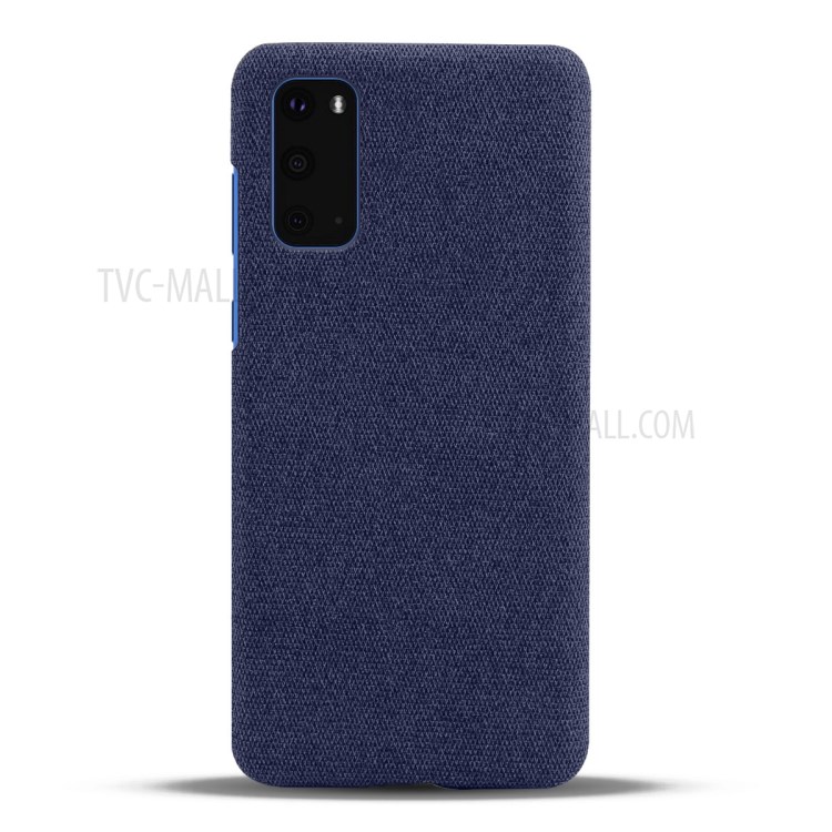 Solid Color Cloth Texture PC Phone Casing for Samsung Galaxy S20 Plus - Dark Blue-3