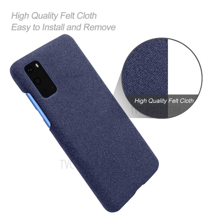 Solid Color Cloth Texture PC Phone Casing for Samsung Galaxy S20 Plus - Dark Blue-4