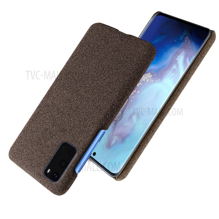 Solid Color Cloth Texture PC Phone Casing for Samsung Galaxy S20 Plus - Coffee-2