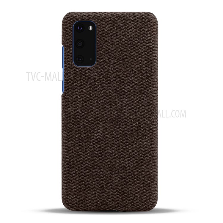 Solid Color Cloth Texture PC Phone Casing for Samsung Galaxy S20 Plus - Coffee-3