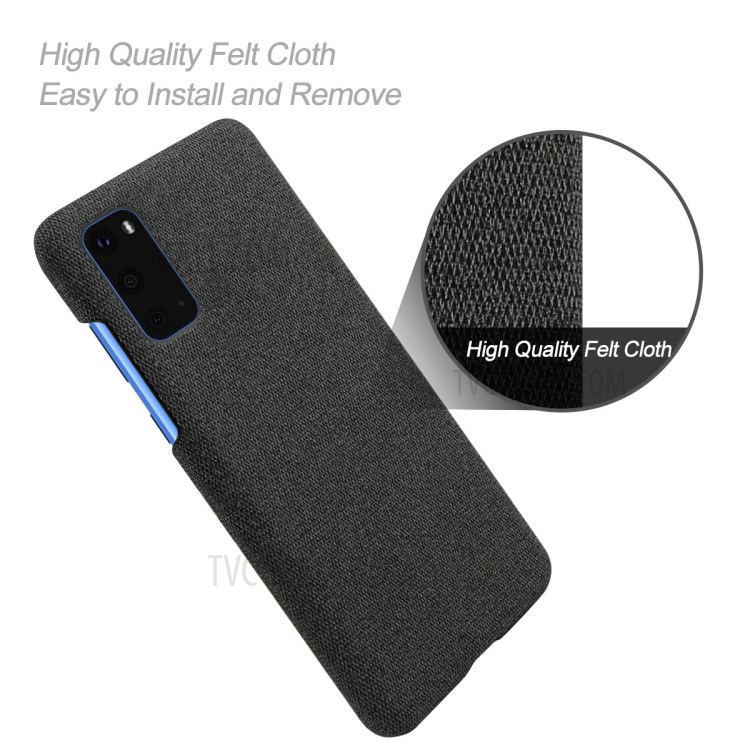 KSQ Cloth Coated PC Hard Phone Protective Covering for Samsung Galaxy S20 - Black-4