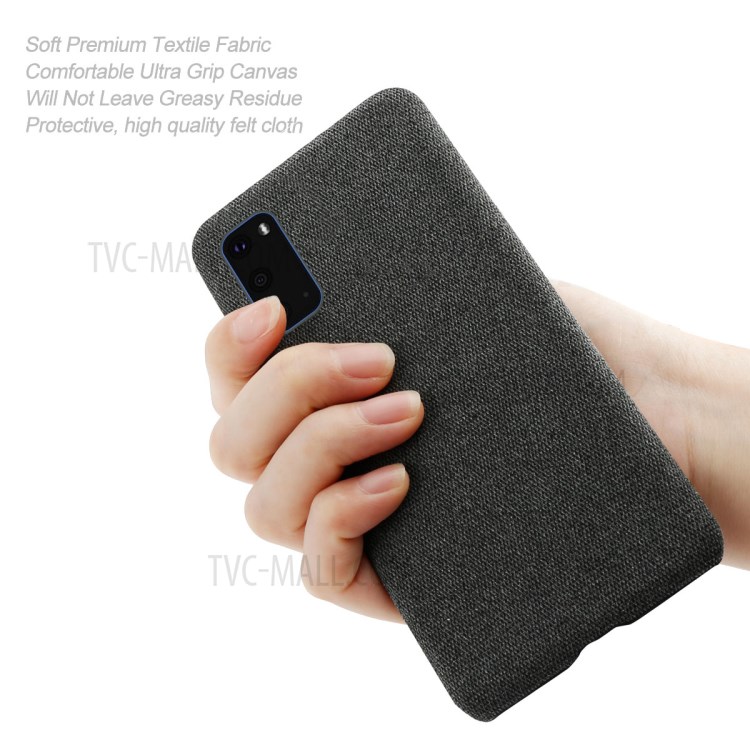 KSQ Cloth Coated PC Hard Phone Protective Covering for Samsung Galaxy S20 - Black-6