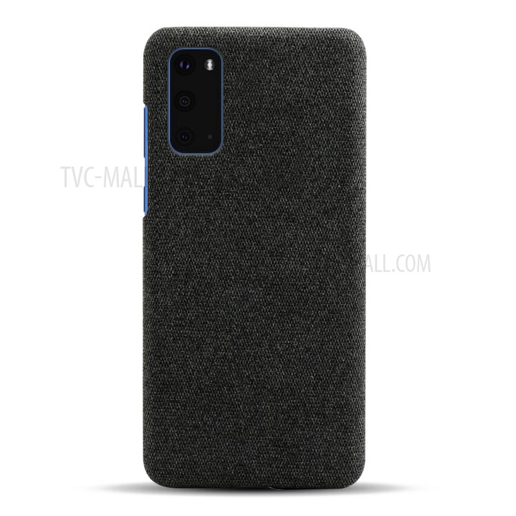 Solid Color Cloth Texture PC Phone Cover for Samsung Galaxy S20 Ultra - Black-3