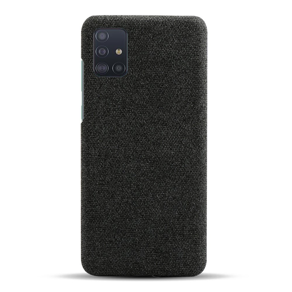 Solid Color Cloth Texture PC Phone Case for Samsung Galaxy A51 - Black-3