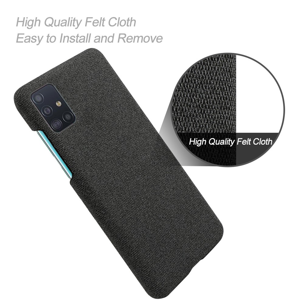 Solid Color Cloth Texture PC Phone Case for Samsung Galaxy A51 - Black-4