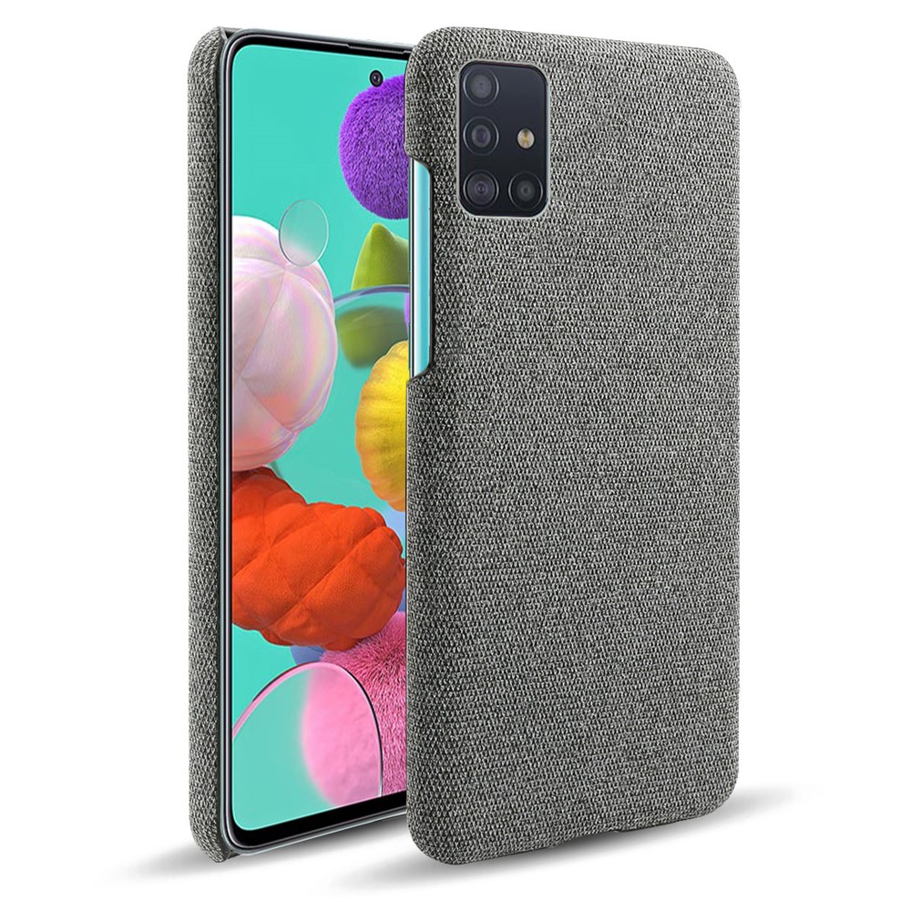 Solid Color Cloth Texture PC Phone Case for Samsung Galaxy A51 - Dark Grey-1