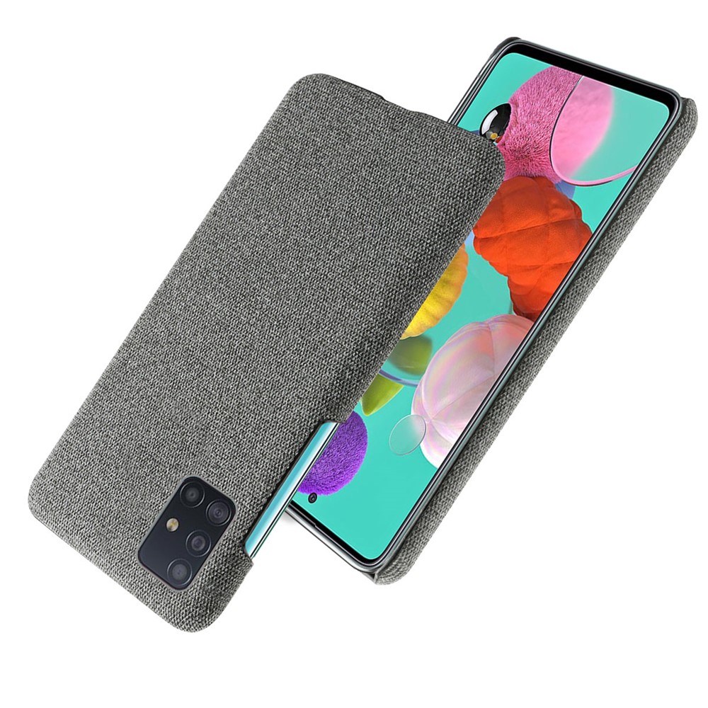 Solid Color Cloth Texture PC Phone Case for Samsung Galaxy A51 - Dark Grey-2