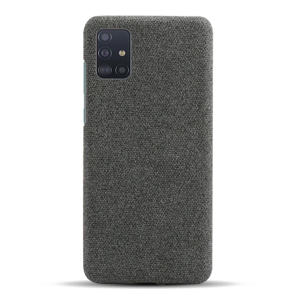 Solid Color Cloth Texture PC Phone Case for Samsung Galaxy A51 - Dark Grey-3