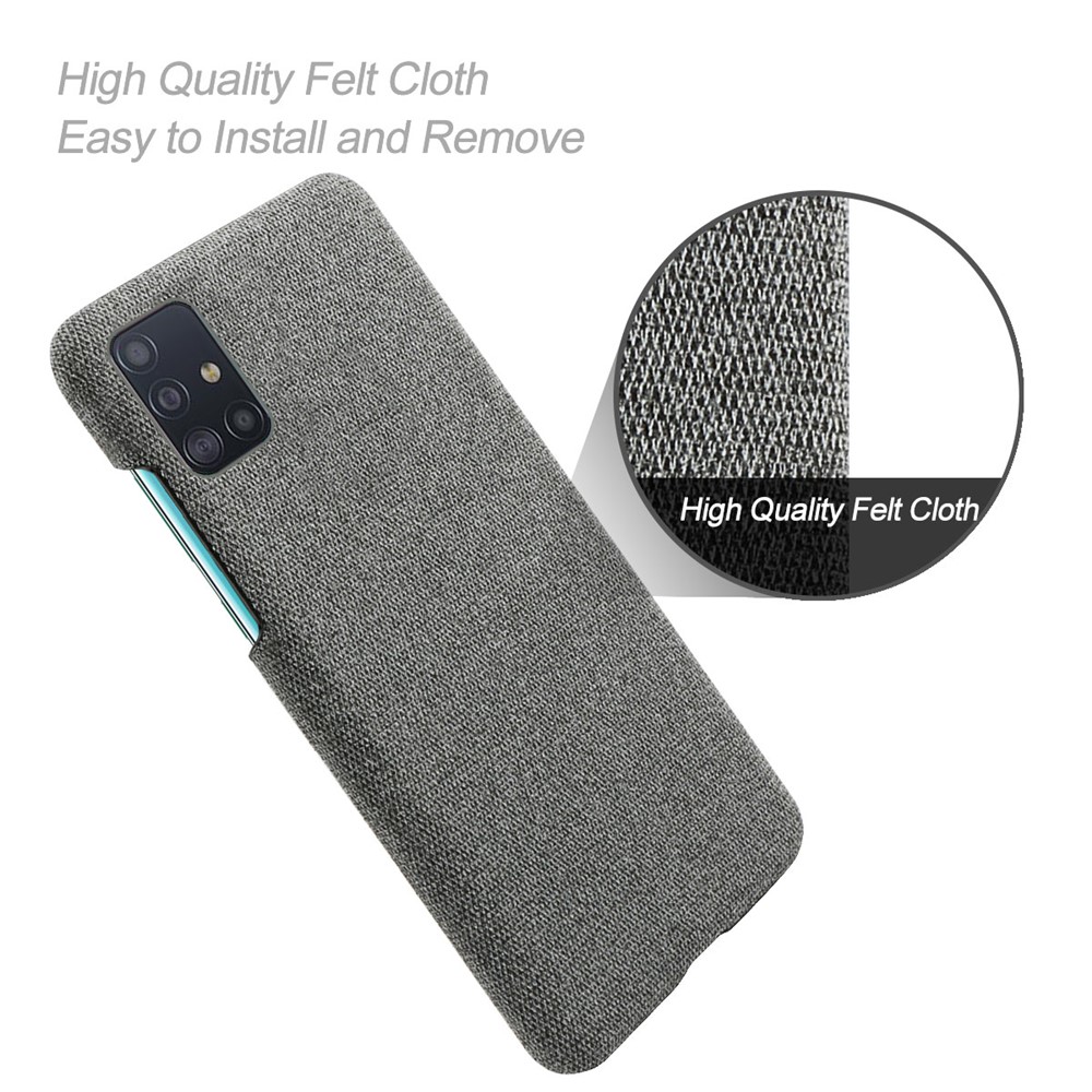 Solid Color Cloth Texture PC Phone Case for Samsung Galaxy A51 - Dark Grey-4