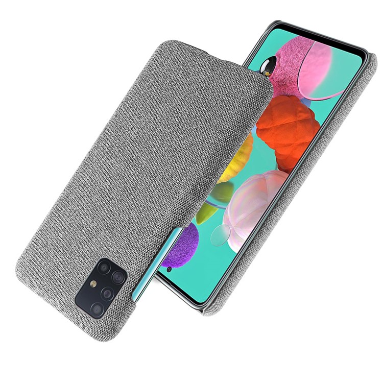Solid Color Cloth Texture PC Phone Case for Samsung Galaxy A51 - Light Grey-2