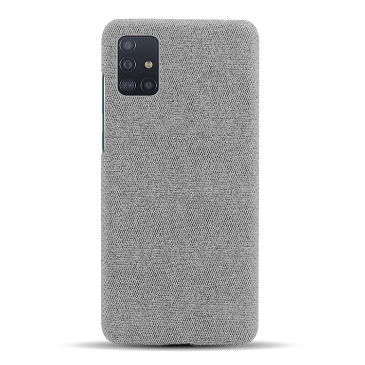 Solid Color Cloth Texture PC Phone Case for Samsung Galaxy A51 - Light Grey-3