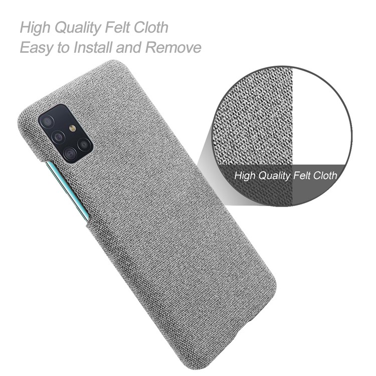 Solid Color Cloth Texture PC Phone Case for Samsung Galaxy A51 - Light Grey-4