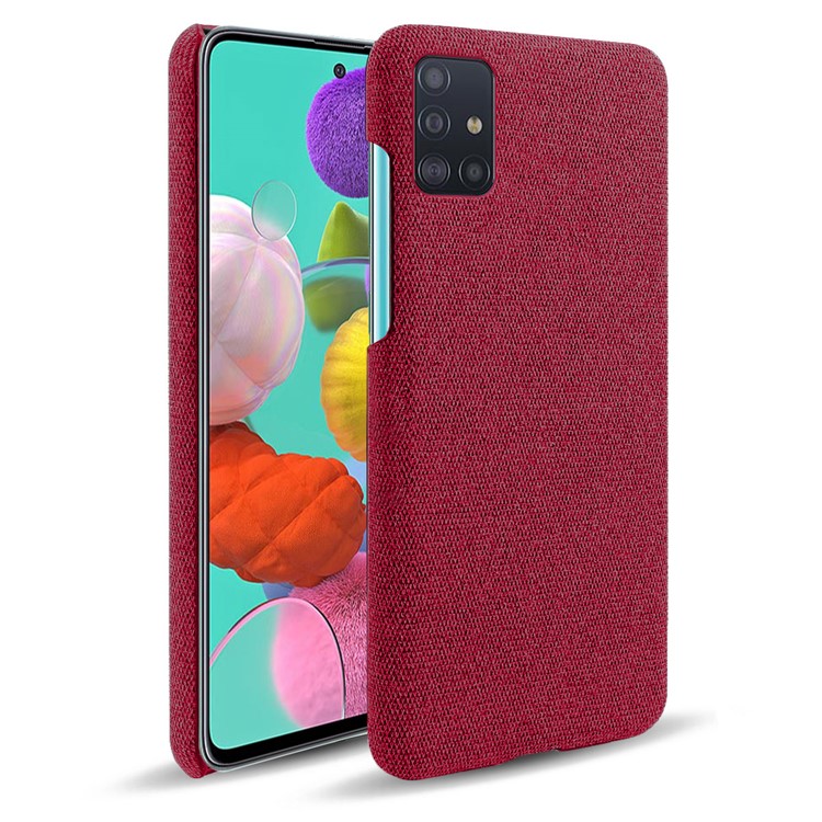 Solid Color Cloth Texture PC Phone Case for Samsung Galaxy A51 - Red-1