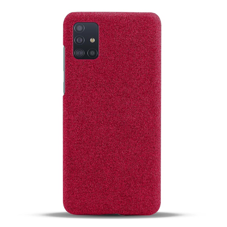 Solid Color Cloth Texture PC Phone Case for Samsung Galaxy A51 - Red-3