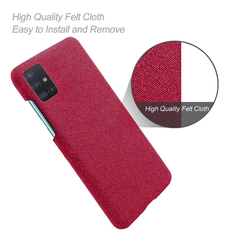 Solid Color Cloth Texture PC Phone Case for Samsung Galaxy A51 - Red-4