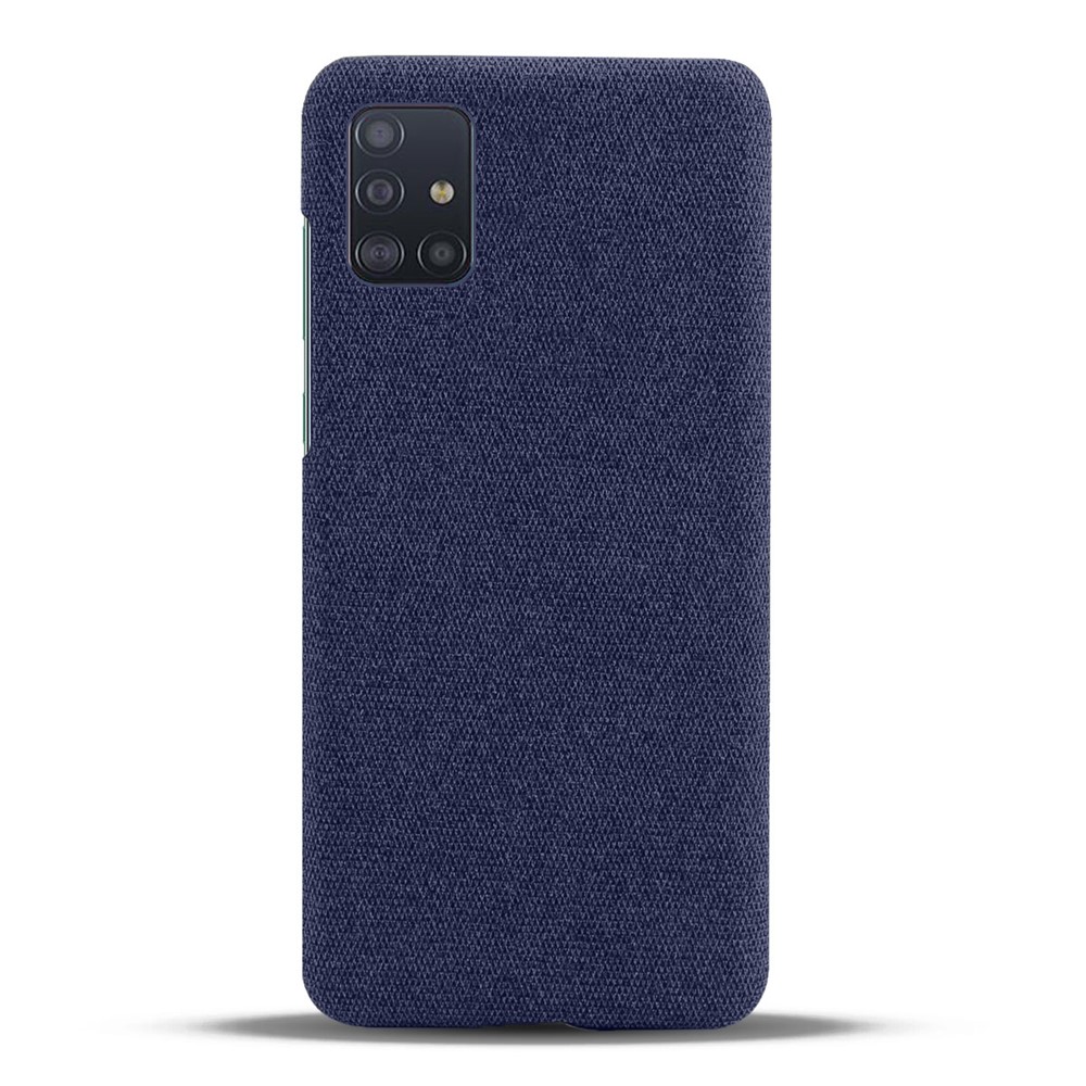 Solid Color Cloth Texture PC Phone Case for Samsung Galaxy A51 - Dark Blue-3