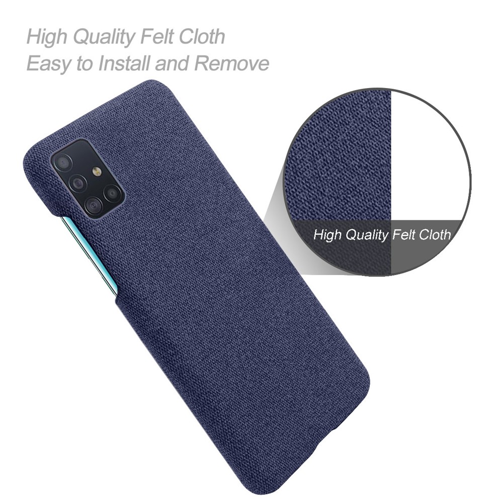 Solid Color Cloth Texture PC Phone Case for Samsung Galaxy A51 - Dark Blue-4