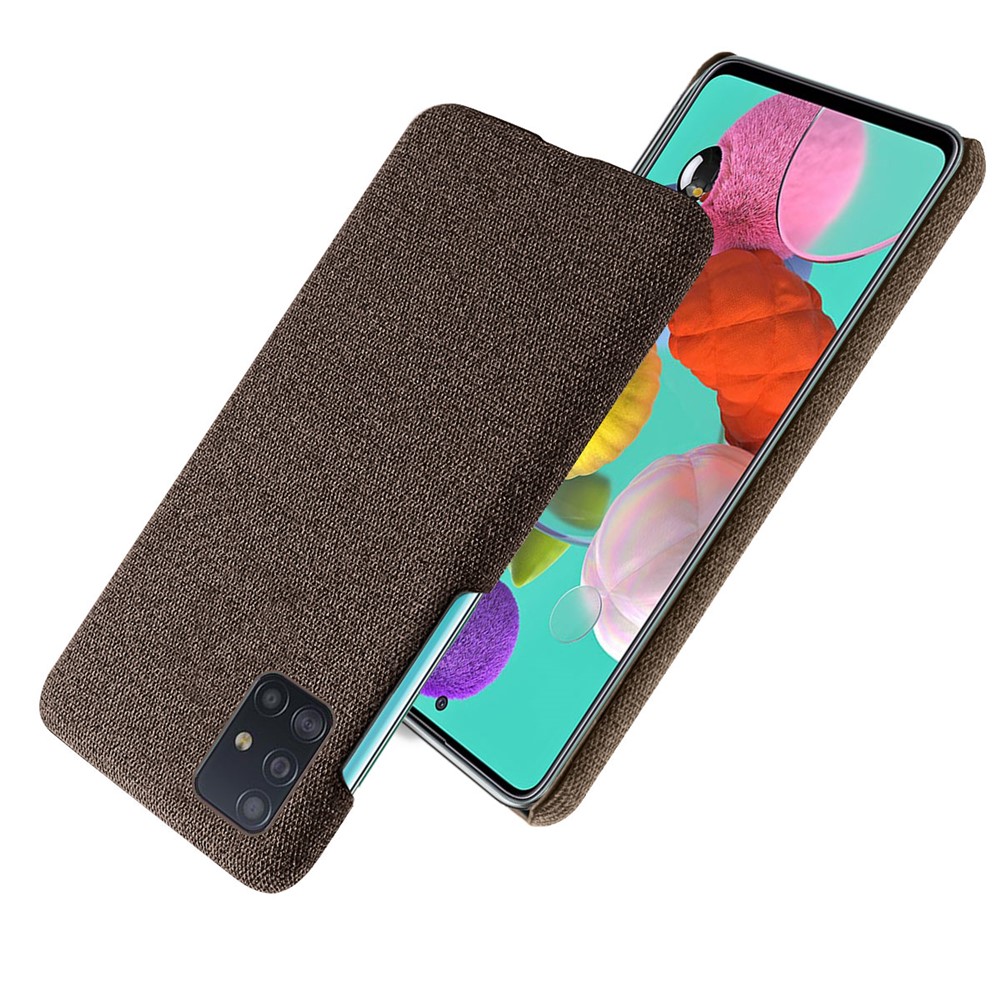 Solid Color Cloth Texture PC Phone Case for Samsung Galaxy A51 - Coffee-2