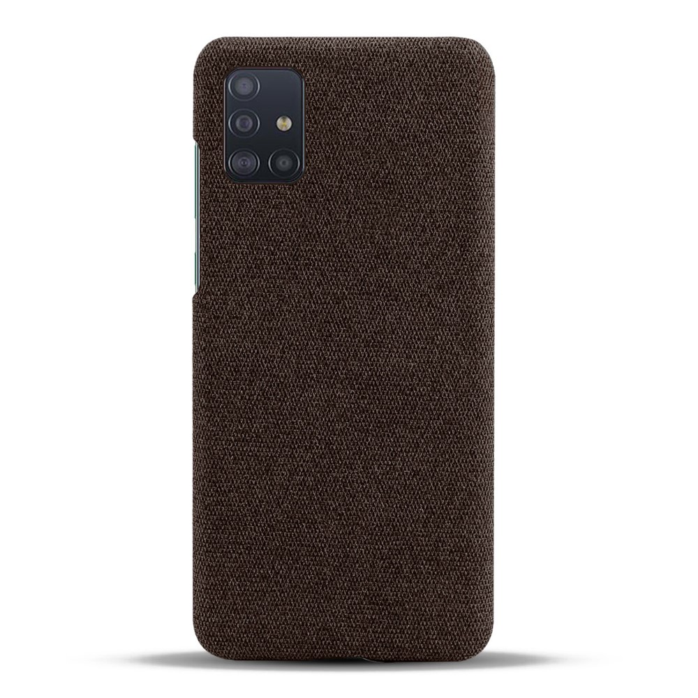 Solid Color Cloth Texture PC Phone Case for Samsung Galaxy A51 - Coffee-3