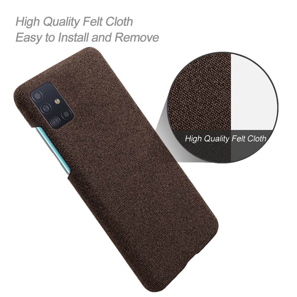 Solid Color Cloth Texture PC Phone Case for Samsung Galaxy A51 - Coffee-4