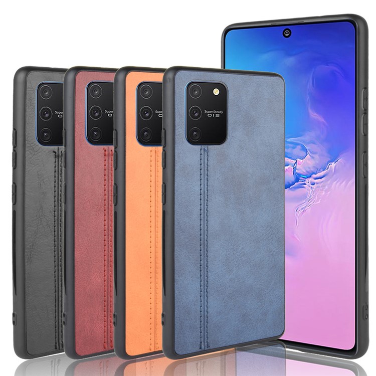 PC en Revêtement en Cuir PC + TPU Couvercle de Téléphone Portable Pour Samsung Galaxy A91 / S10 Lite / M80s - le Noir-4