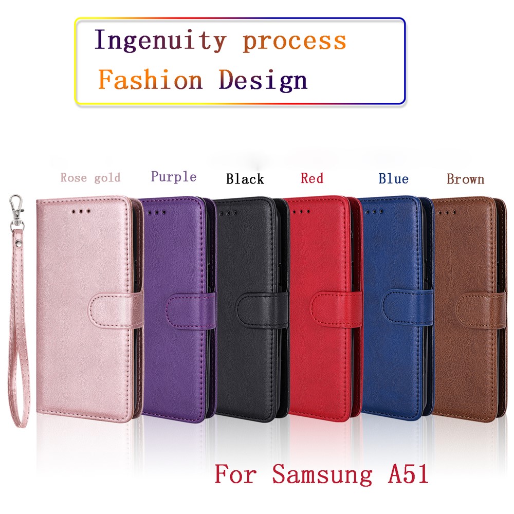 Magnetic Detachable 2-in-1 Wallet Leather Case for Samsung Galaxy A51 - Red-13