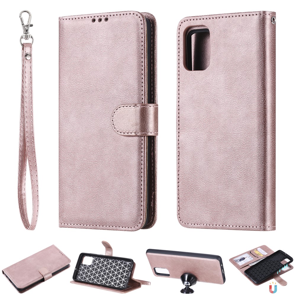 Magnetic Detachable 2-in-1 Wallet Leather Case for Samsung Galaxy A51 - Rose Gold-1