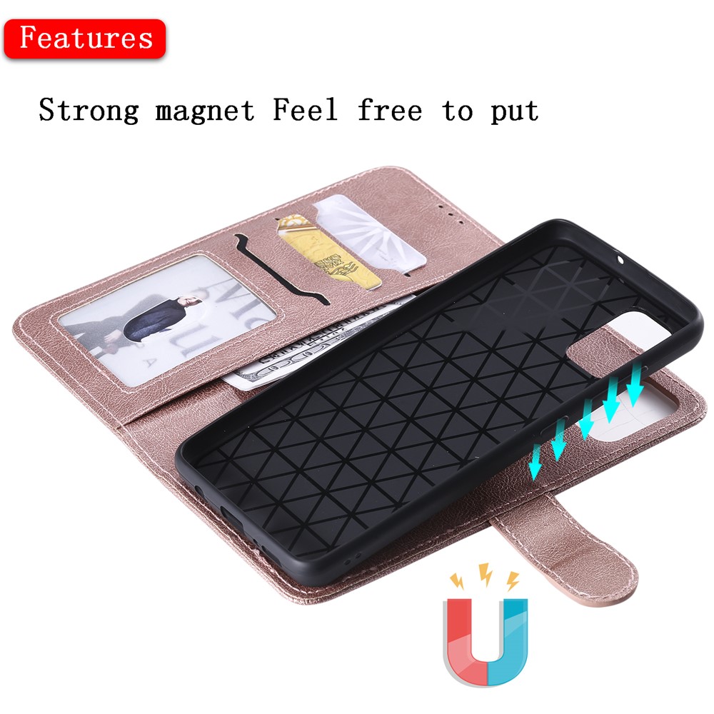 Magnetic Detachable 2-in-1 Wallet Leather Case for Samsung Galaxy A51 - Rose Gold-5