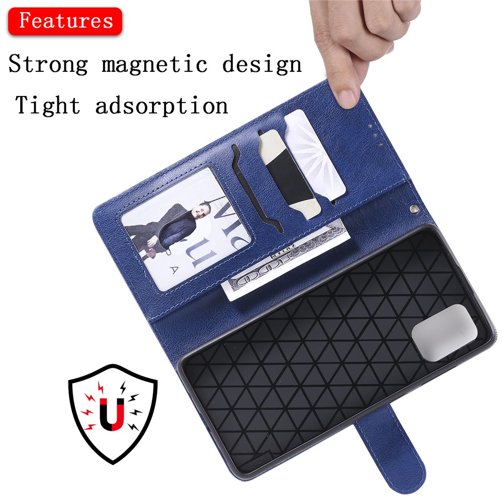 Detachable 2-in-1 PU Leather Wallet Stand Flip Cover for Samsung Galaxy A71 - Blue-10